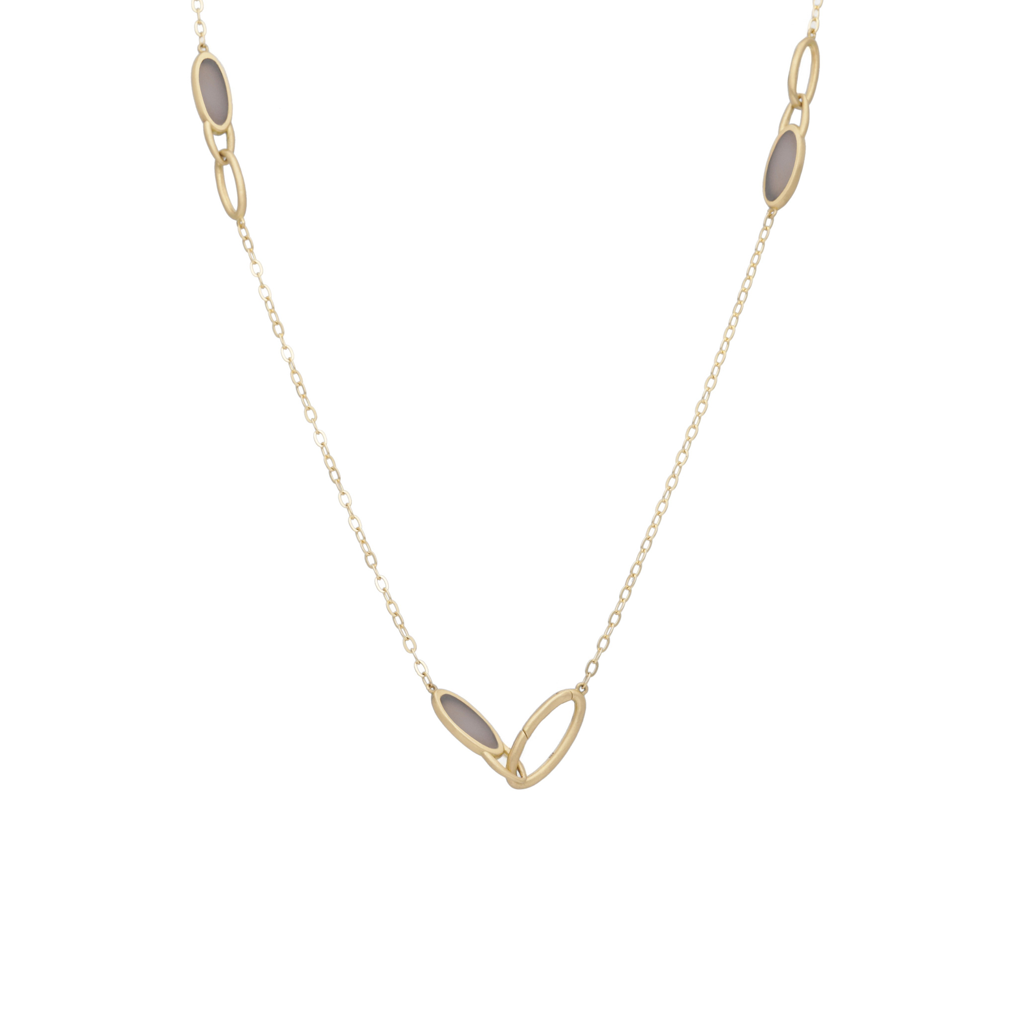 Limited Colors 【Frame】グレーアゲート ステーションネックレス  60cm[K10/K18]