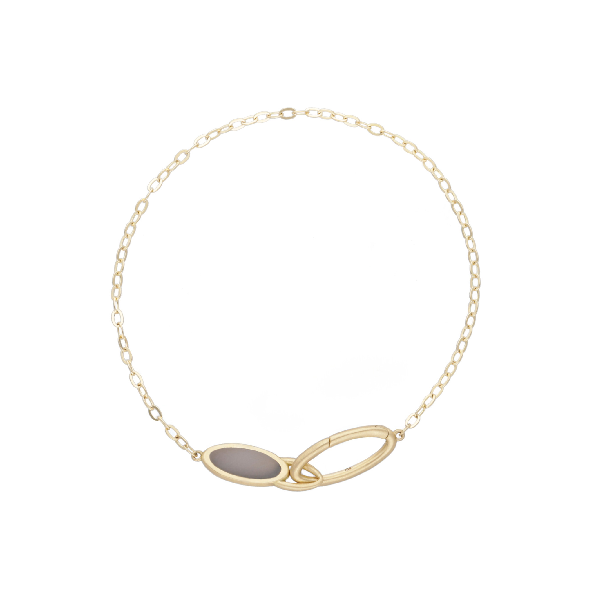 Limited Colors 【Frame】グレーアゲート ストーンチェーンブレスレット[K10/K18]